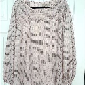 Loft Plus Floral Dot Smocked Yoke Blouse - Sz 24